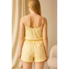 Secretsita Sarı Üstüne Desenli Askılı Şortlu Pijama Takımı