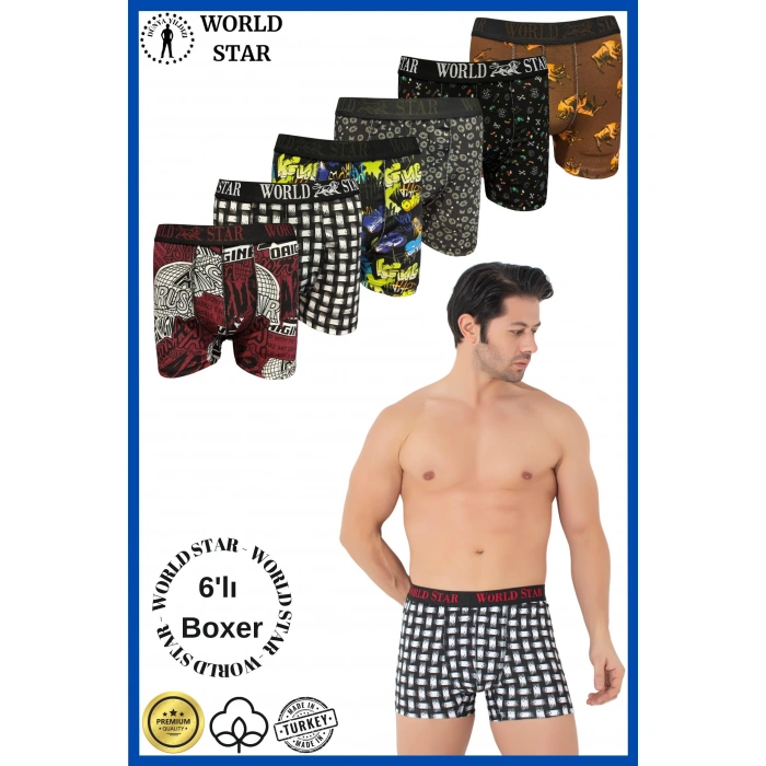 Secretsita 6lı Pamuklu Karışık Desenli Erkek Boxer