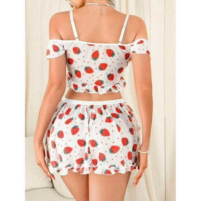 Secretsita Çilek Desenli Fantezi Etekli Takım