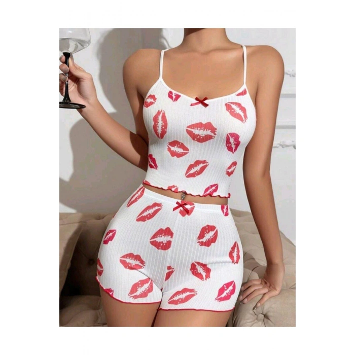 Secretsita Kiss Öpücük Beyaz Şortlu Takım