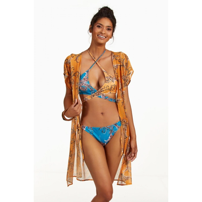 Secretsita Şal Desenli Önü Açık Kısa Pareo