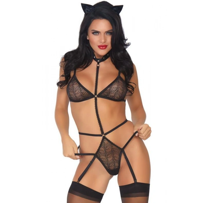 Secretsita Siyah Bant Detaylı Fantezi Sütyenli Jartiyer Takımı