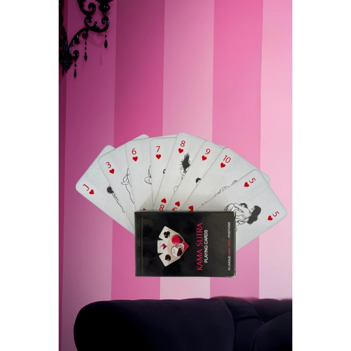 Secretsita Sexy Görselli Oyun Kartı Kama Sutra Siyah Kırmızı Bacak Bant Set