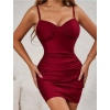 Secretsita Bordo Büzgülü Mini Club Elbisesi