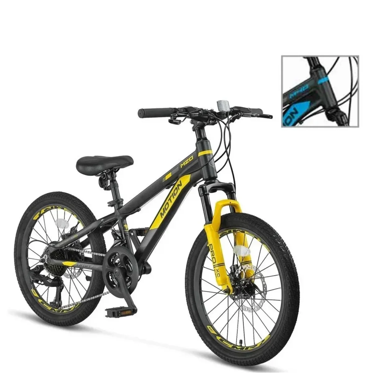 ÜMİT 2078 MOTION M-2D ERKEK ÇOCUK BİSİKLETİ 254H 20 JANT 21 VİTES SİYAH MAVİ