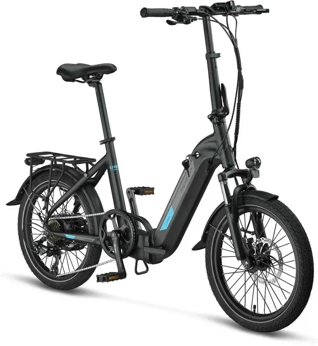 MOSSO KRONOS ELEKTRİKLİ KATLANIR BİSİKLET 390H HYD 20 JANT 7 VİTES MAT SİYAH MAVİ