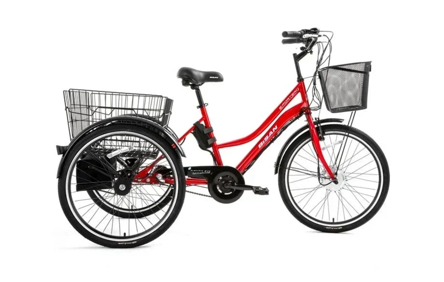 BİSAN E-PORTER ÜÇ TEKERLİ ELEKTRİKLİ BİSİKLET 44CM V 24 JANT 3 VİTES BAYRAK KIRMIZI BEYAZ