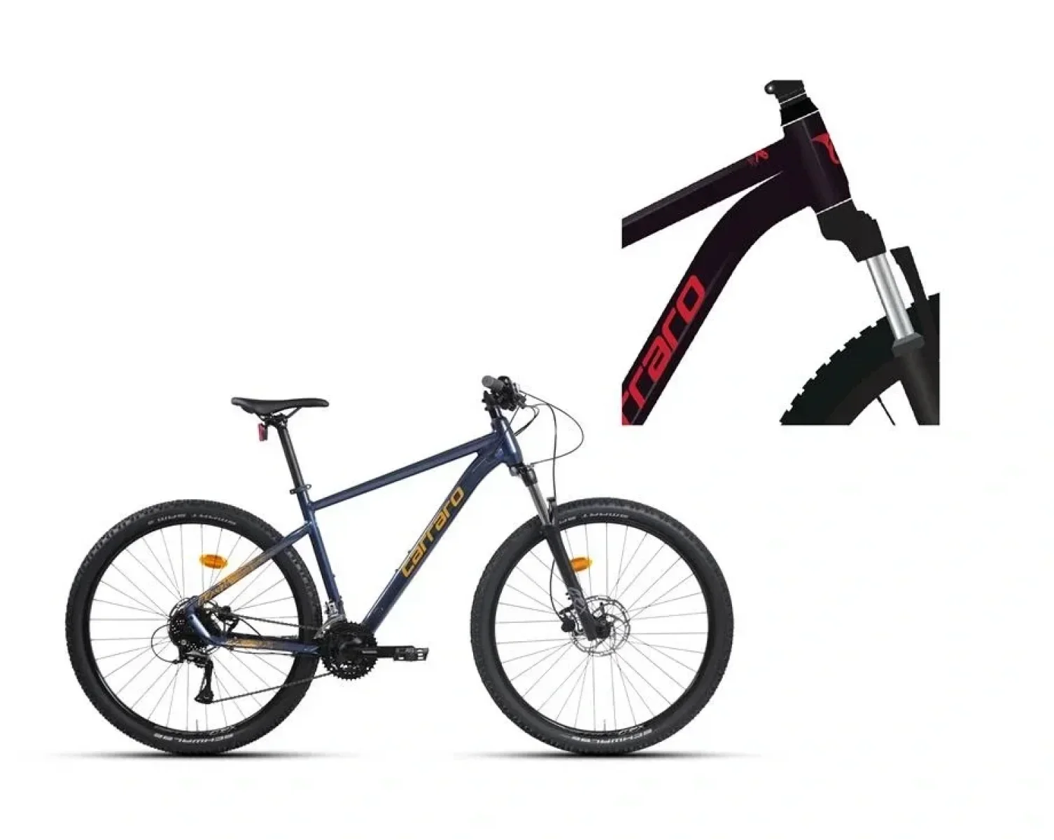 CARRARO CRX 924 ERKEK DAĞ BİSİKLETİ 400H HD 29 JANT 24 VİTES KARANLIK MOR KIRMIZI