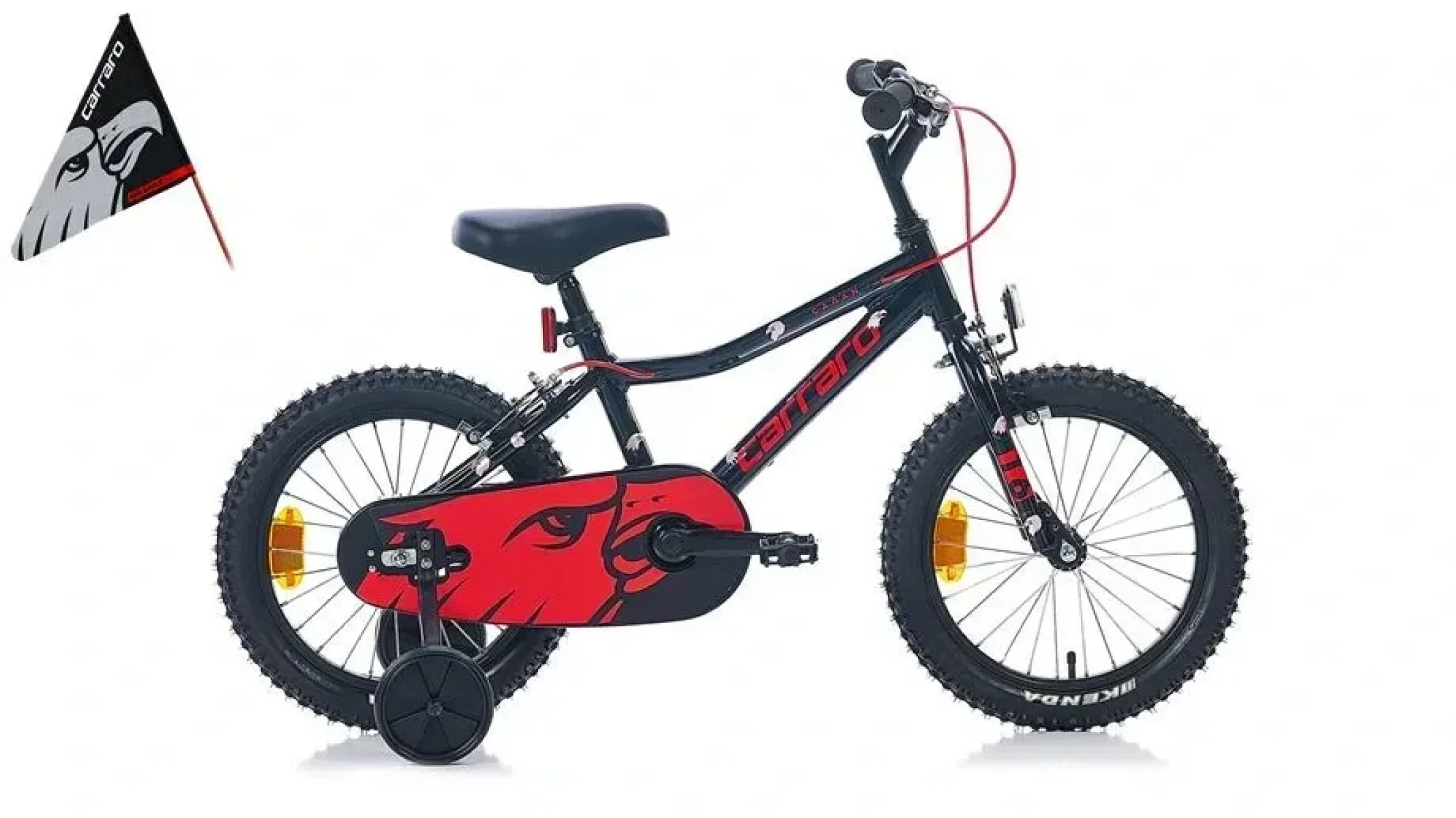 CARRARO RED EAGLE ERKEK ÇOCUK BİSİKLETİ 220H V 16 JANT MAT SİYAH KIRMIZI