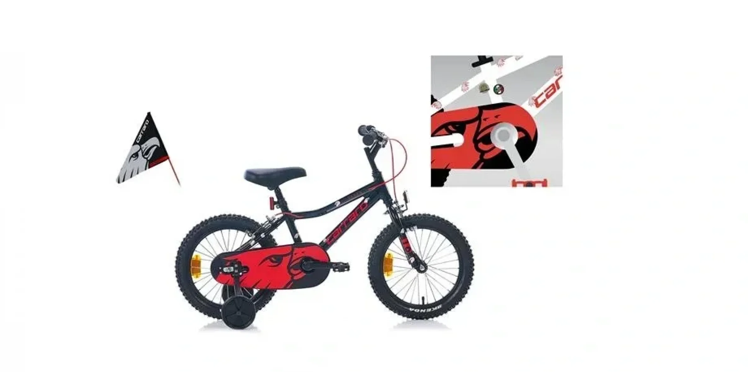 CARRARO RED EAGLE ERKEK ÇOCUK BİSİKLETİ 220H V 16 JANT KIRMIZI SİYAH