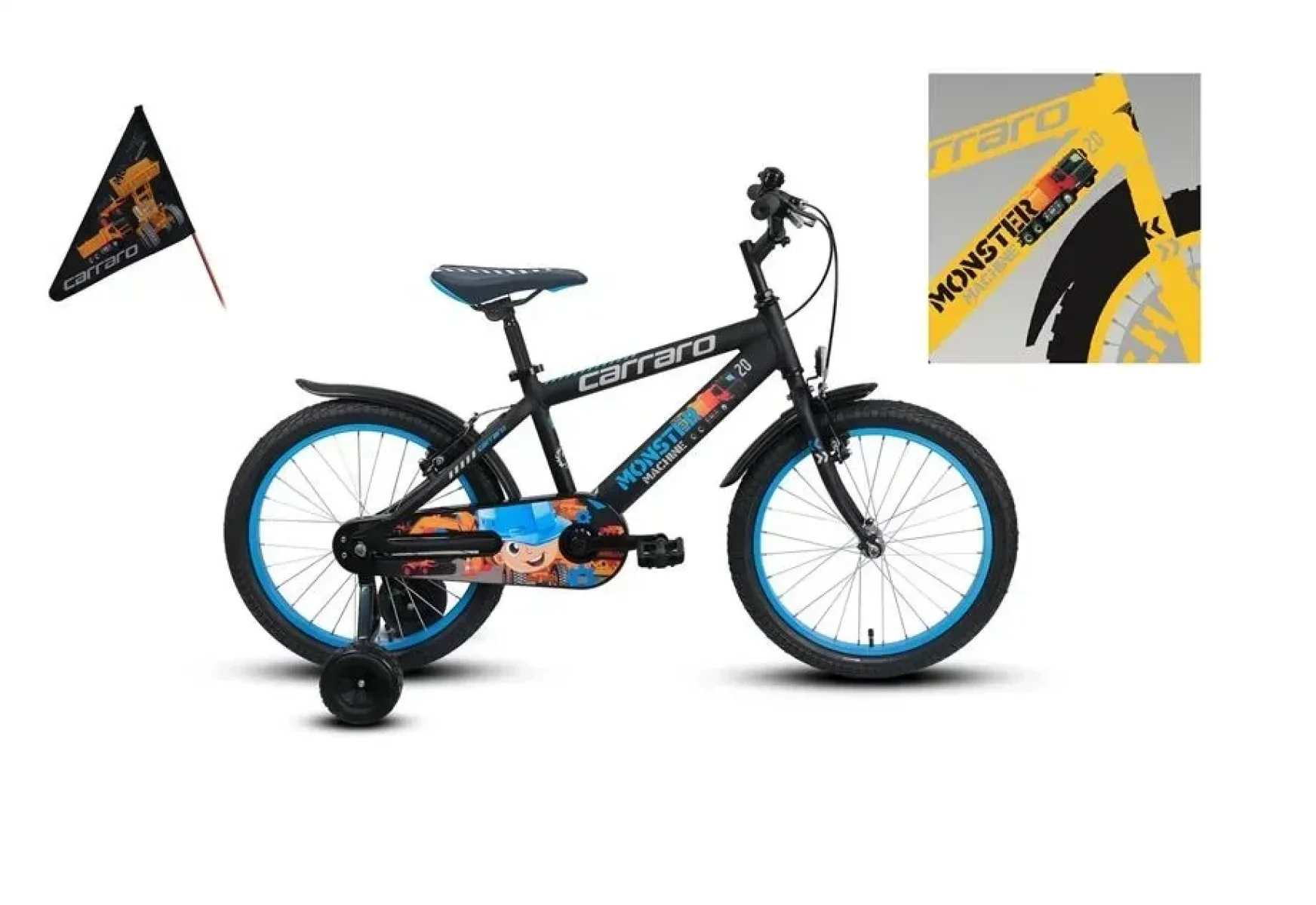 CARRARO MONSTER ERKEK ÇOCUK BİSİKLETİ 210H V 12 JANT SARI GRİ SİYAH SARI