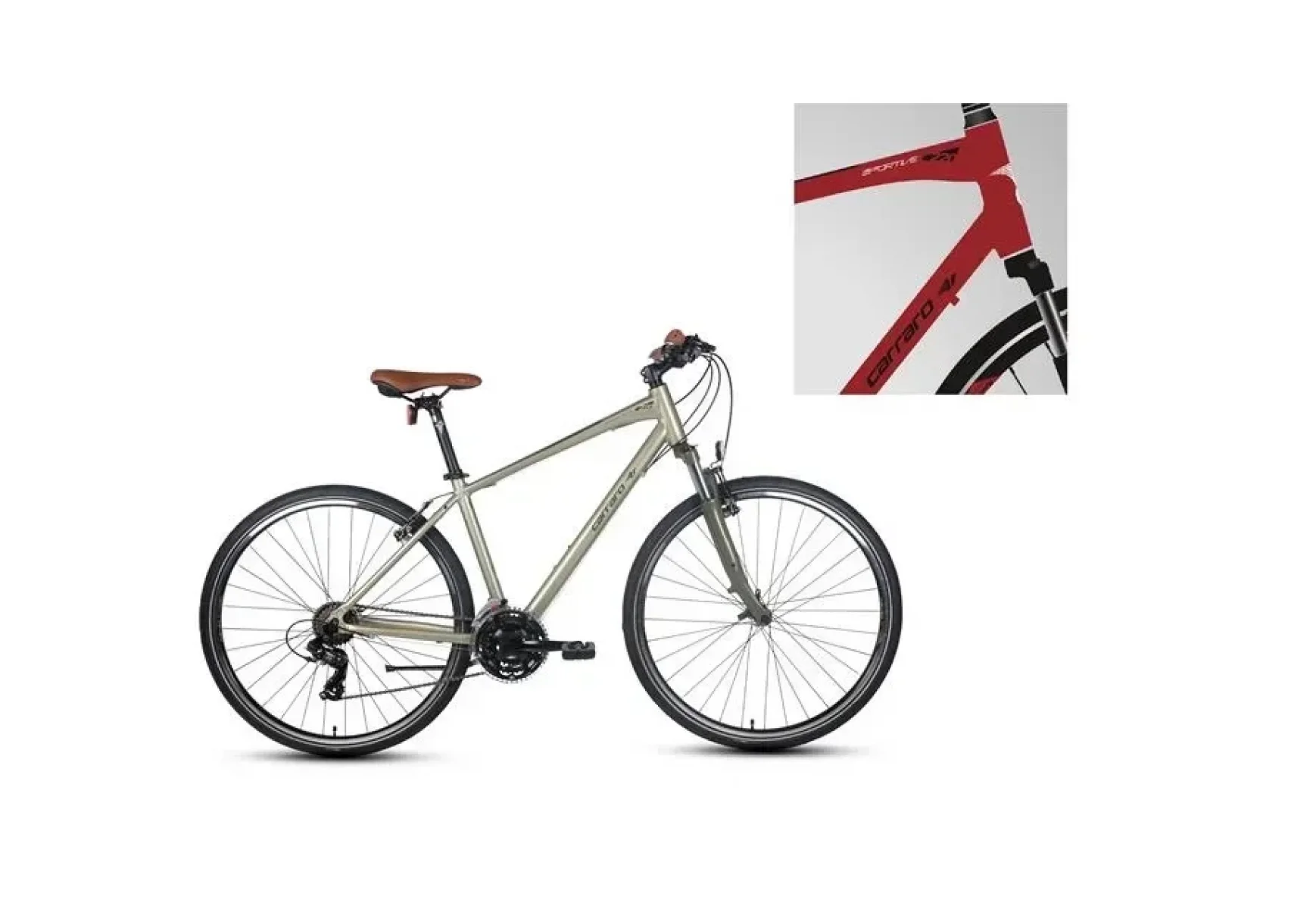CARRARO SPORTIVE 220 ERKEK ŞEHİR BİSİKLETİ 406H V 28 JANT 21 VİTES MAT KROM KIRMIZI SİYAH BEYAZ