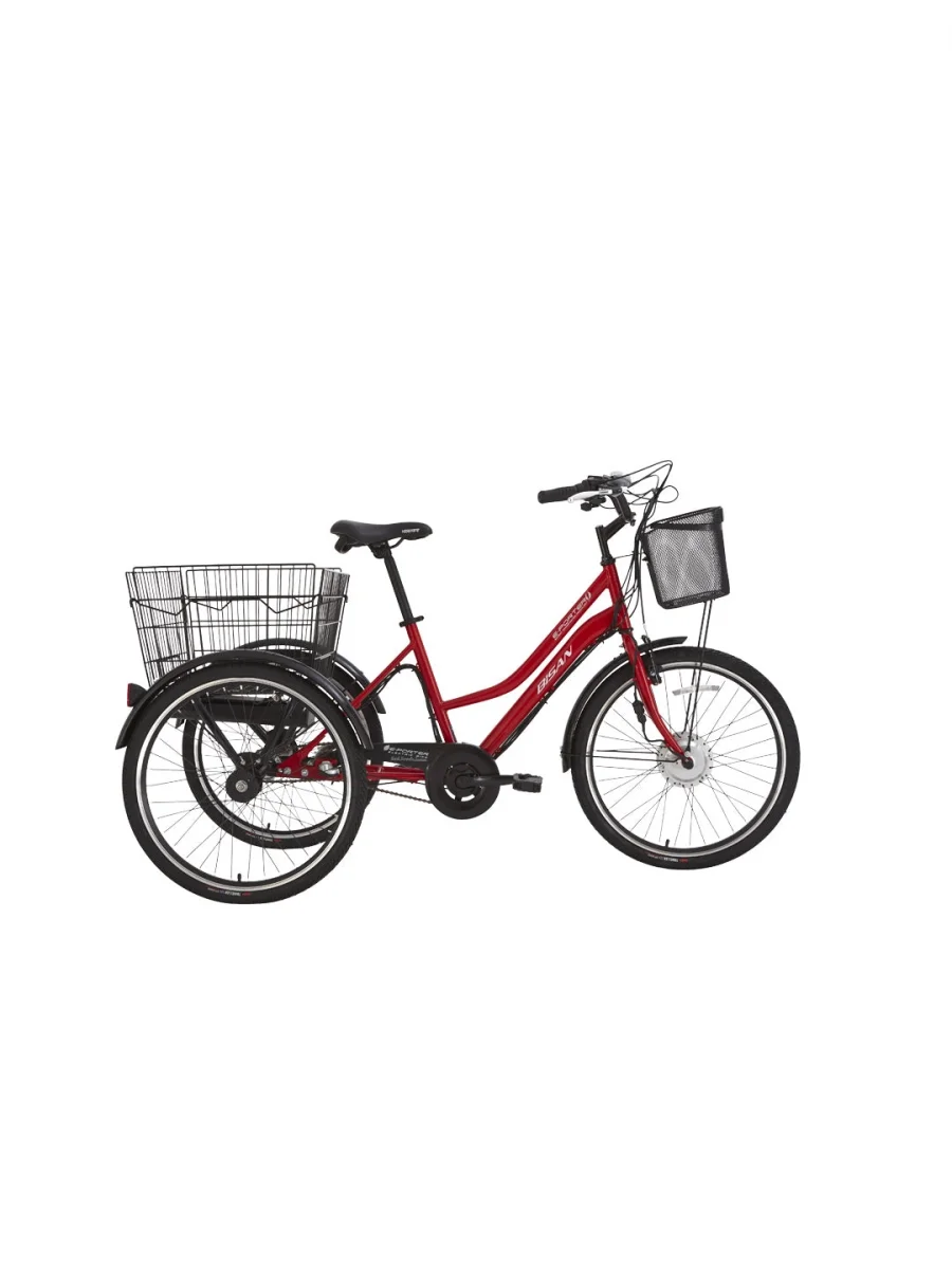 BİSAN E-PORTER L ÜÇ TEKERLİ ELEKTRİKLİ BİSİKLET 44CM V 24 JANT NEX.3 VİTES BAYRAK KIRMIZI BEYAZ