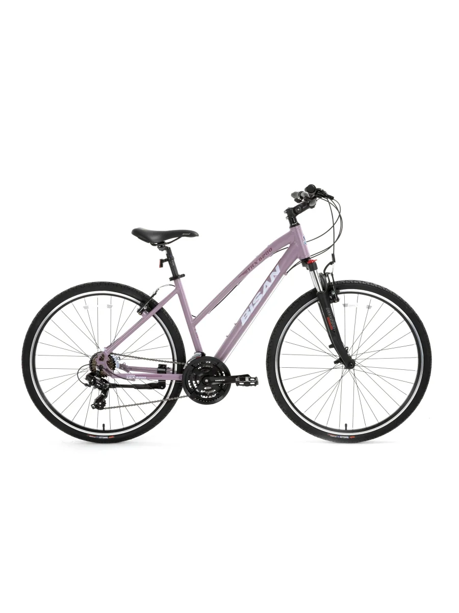 BİSAN TRX 8200 KADIN ŞEHİR BİSİKLETİ 45CM V 28 JANT 21 VİTES MAT MOR BEYAZ MOR