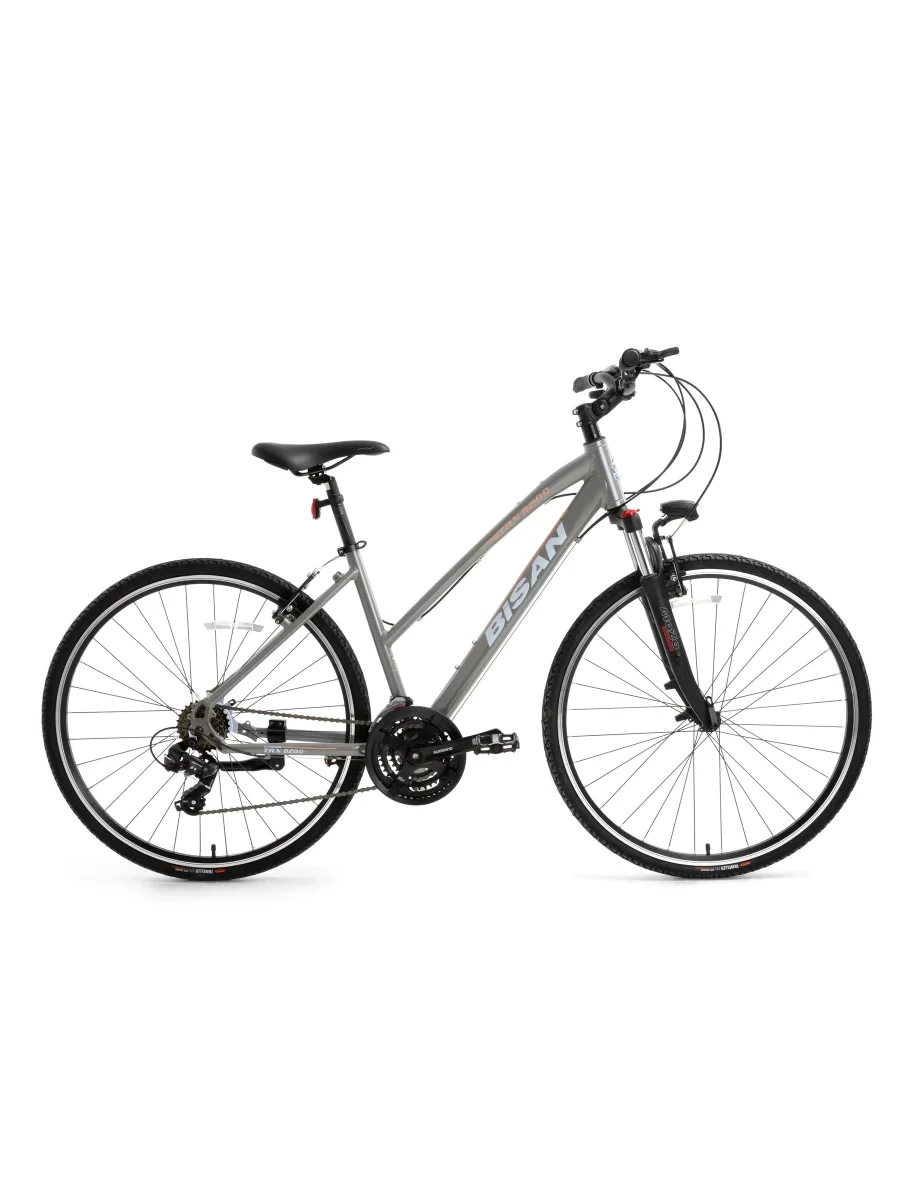 BİSAN TRX 8200 KADIN ŞEHİR BİSİKLETİ 45CM V 28 JANT 21 VİTES METALİK GRİ BEYAZ PEMBE