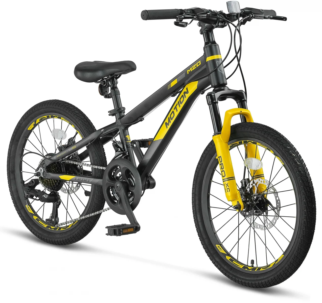 ÜMİT 2078 MOTION M-2D ERKEK ÇOCUK BİSİKLETİ 254H 20 JANT 21 VİTES SİYAH SARI