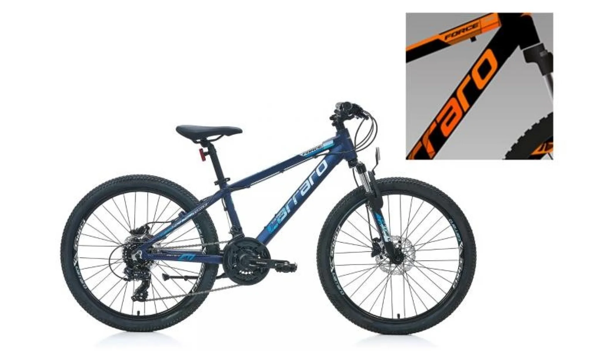 CARRARO FORCE 420 ERKEK DAĞ BİSİKLETİ 325H HD 24 JANT 21 VİTES MAT SIYAH TURUNCU GUMUS