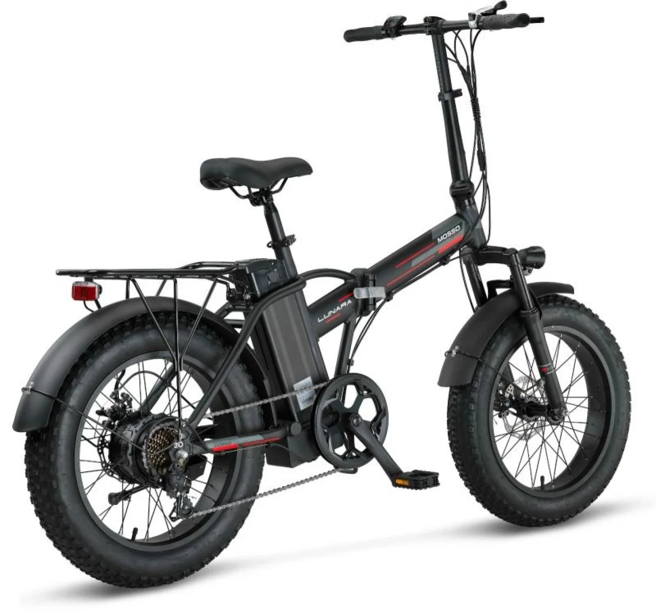 MOSSO LUNARA-RR ELEKTRİKLİ KATLANIR BİSİKLET 420H MD 20 JANT 7 VİTES MAT SİYAH KIRMIZI