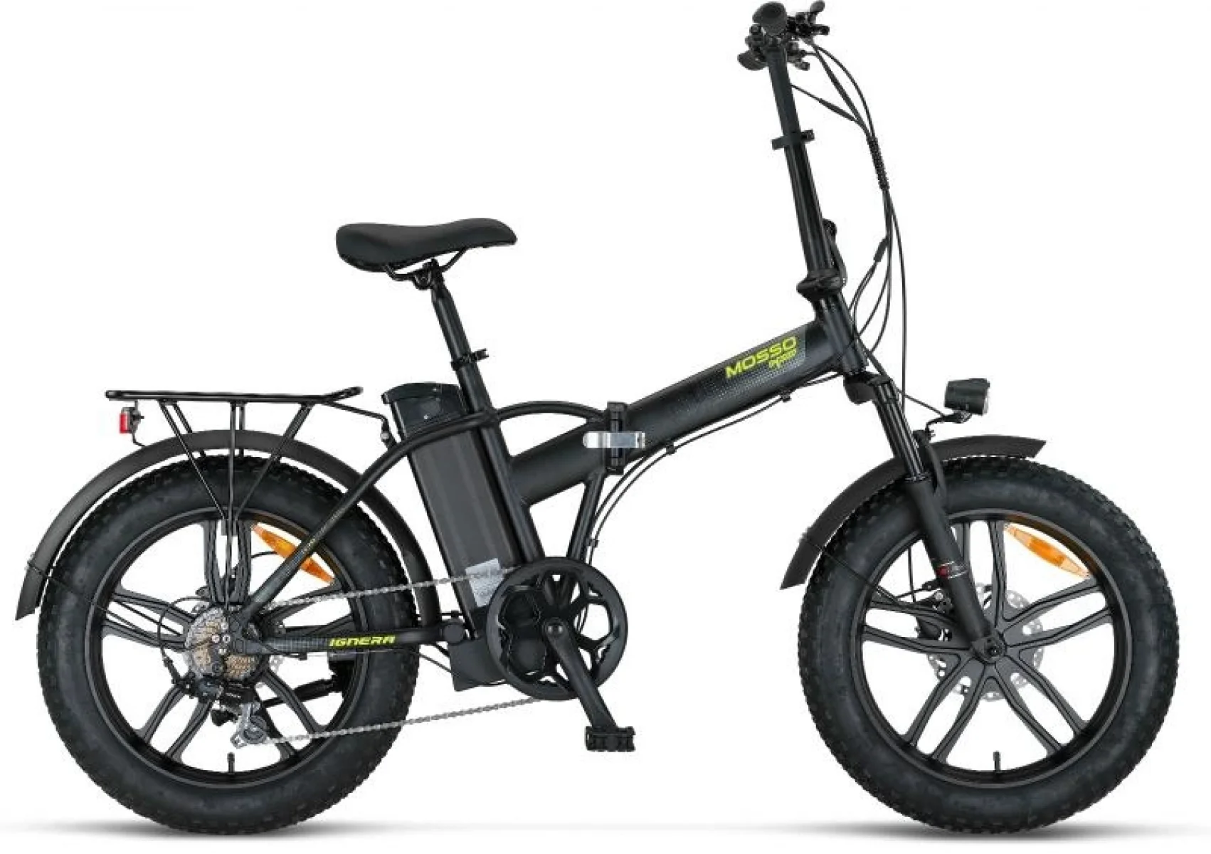 MOSSO IGNERA-RR ELEKTRİKLİ KATLANIR BİSİKLET 420H HD 20 JANT 7 VİTES MAT SİYAH LIME