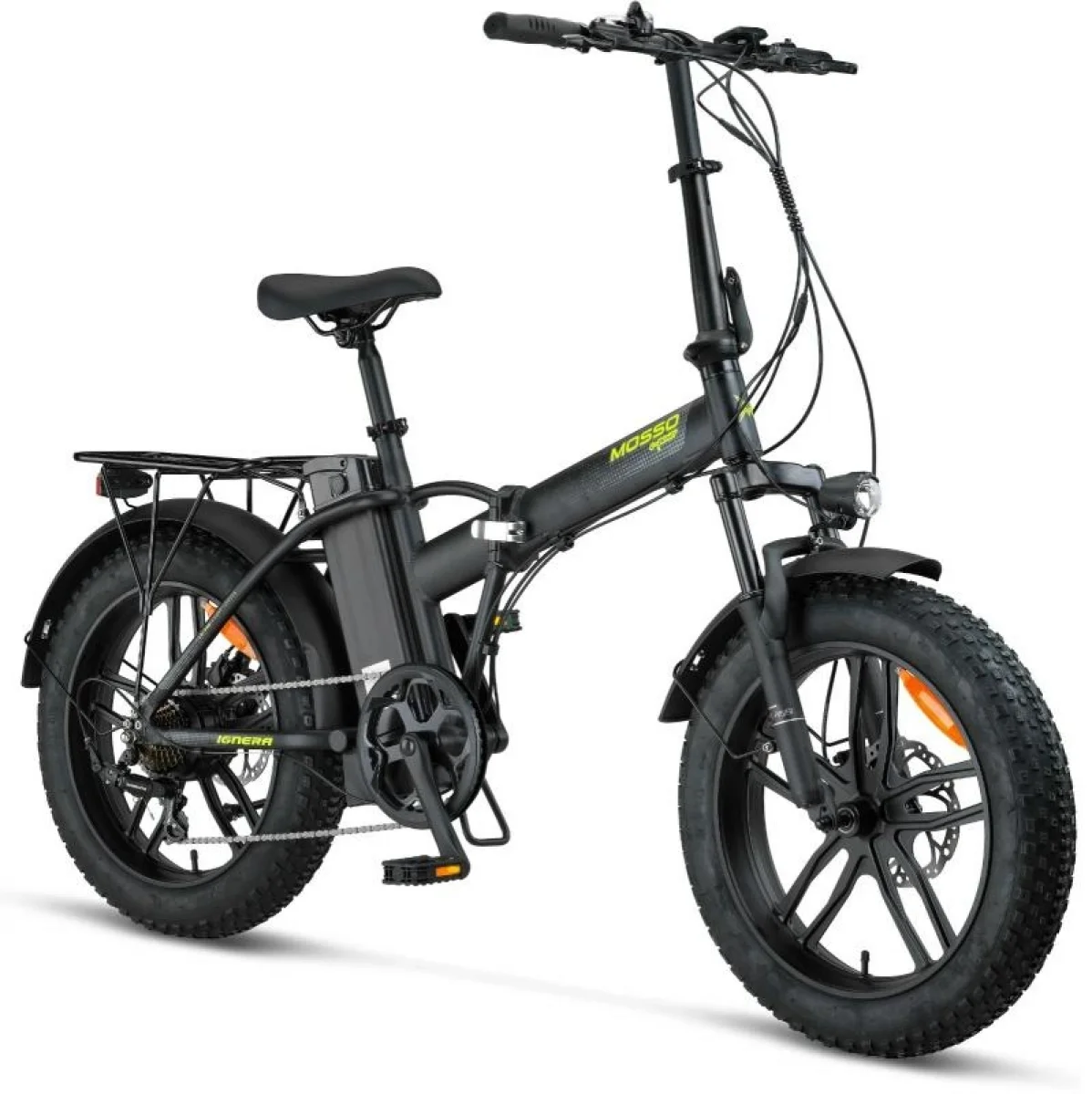 MOSSO IGNERA-RR ELEKTRİKLİ KATLANIR BİSİKLET 420H HD 20 JANT 7 VİTES MAT SİYAH LIME