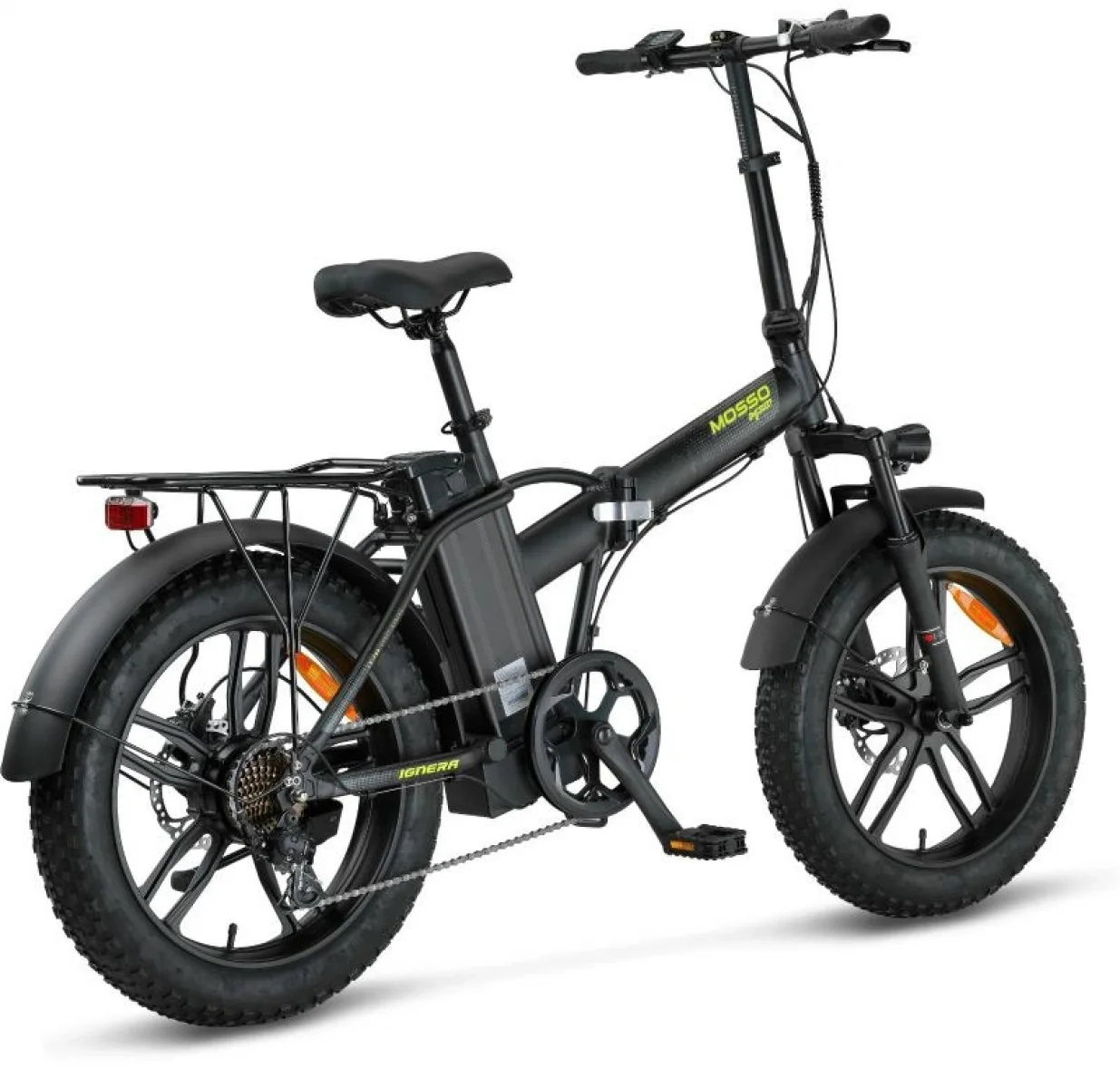 MOSSO IGNERA-RR ELEKTRİKLİ KATLANIR BİSİKLET 420H HD 20 JANT 7 VİTES MAT SİYAH LIME