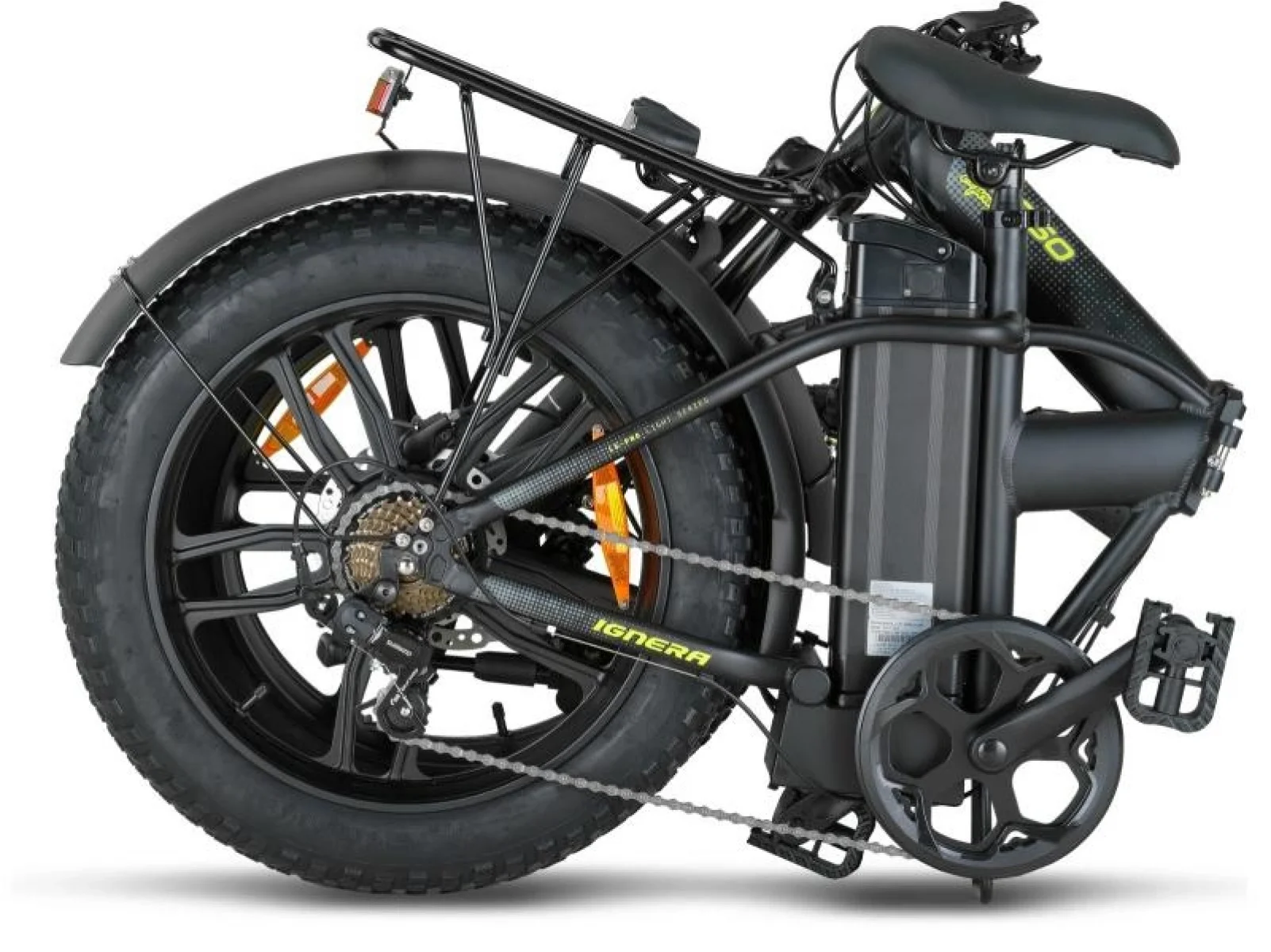 MOSSO IGNERA-RR ELEKTRİKLİ KATLANIR BİSİKLET 420H HD 20 JANT 7 VİTES MAT SİYAH LIME