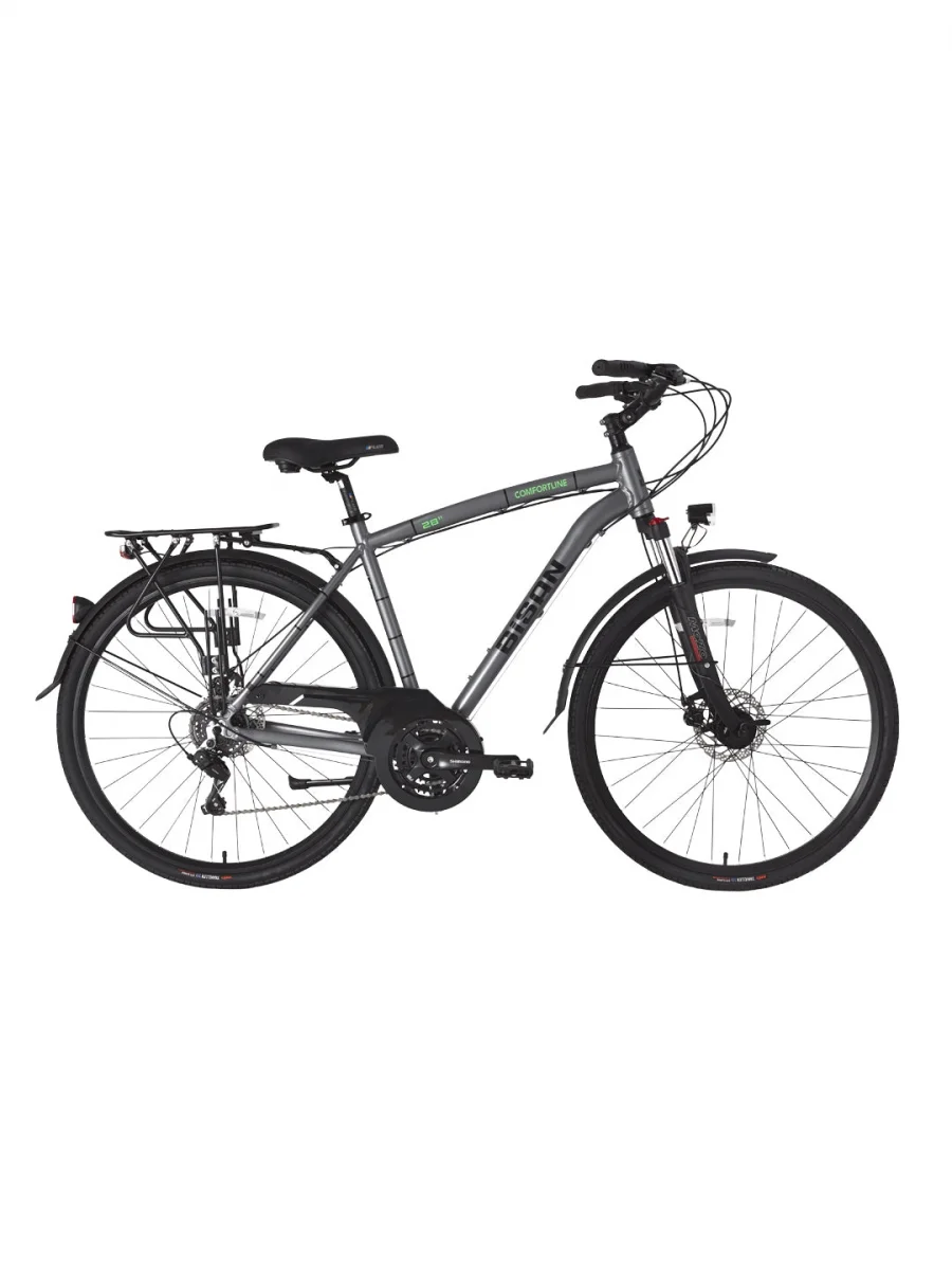 BİSAN COMFORTLİNE ERKEK ŞEHİR BİSİKLETİ 52CM MD 28 JANT 21 VİTES METALİK GRİ YEŞİL
