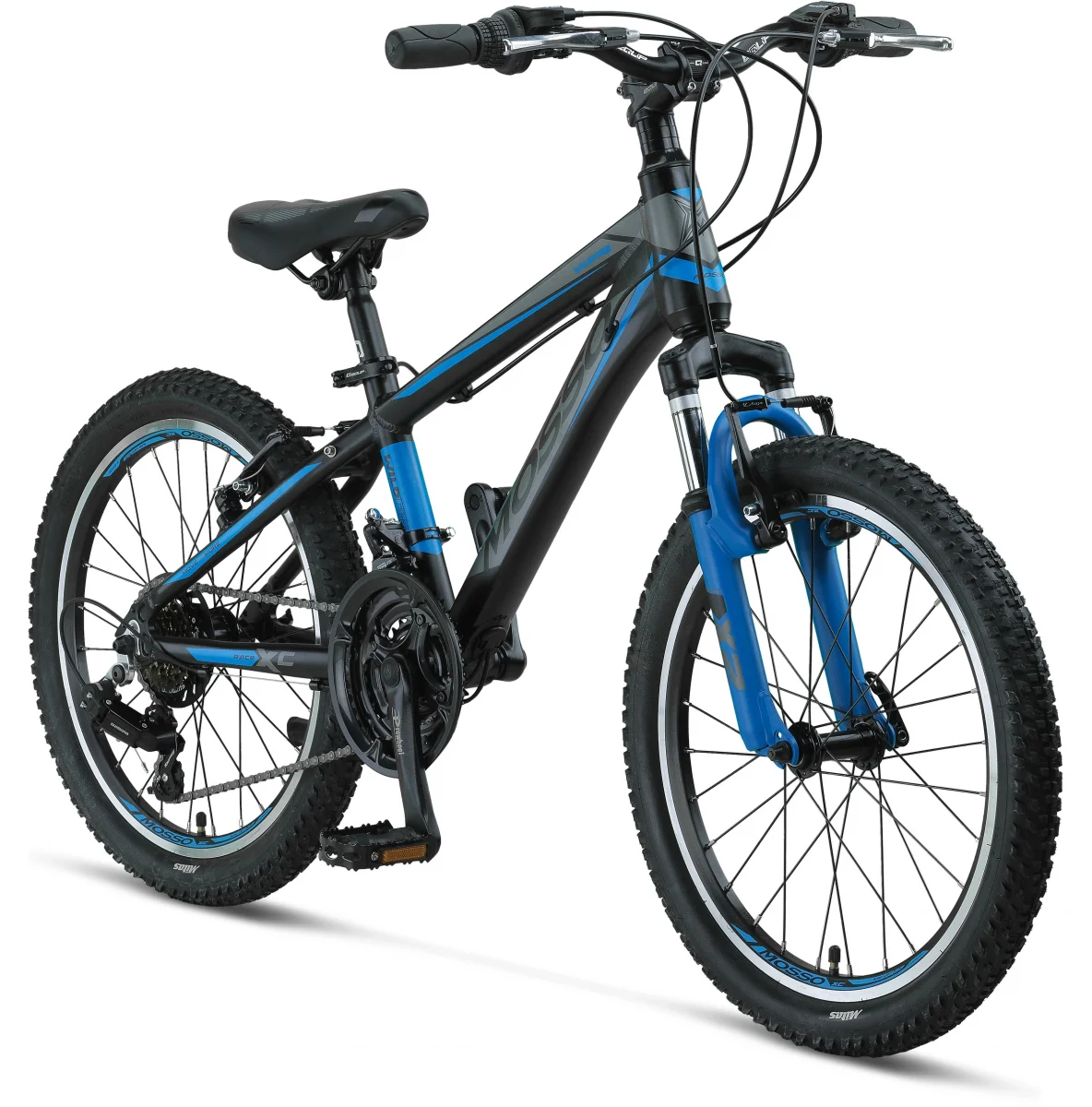 MOSSO WILDFIRE M-20-V ERKEK ÇOCUK BİSİKLETİ  280H 20 JANT 21 VİTES SİYAH MAVİ