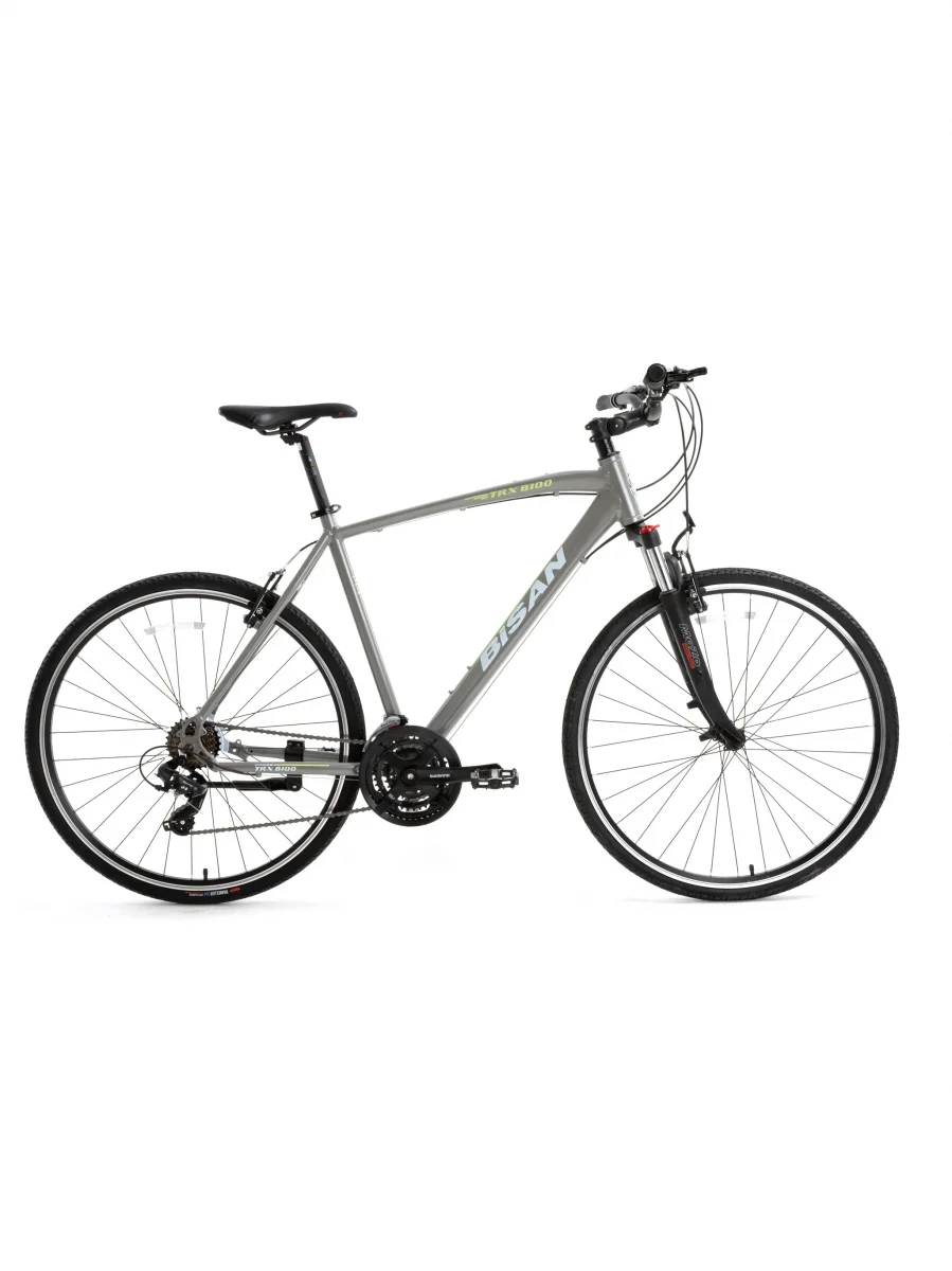 BİSAN TRX 8100 ERKEK ŞEHİR BİSİKLETİ 50CM V 28 JANT 21 VİTES AÇIK METALİK GRİ YEŞİL BEYAZ