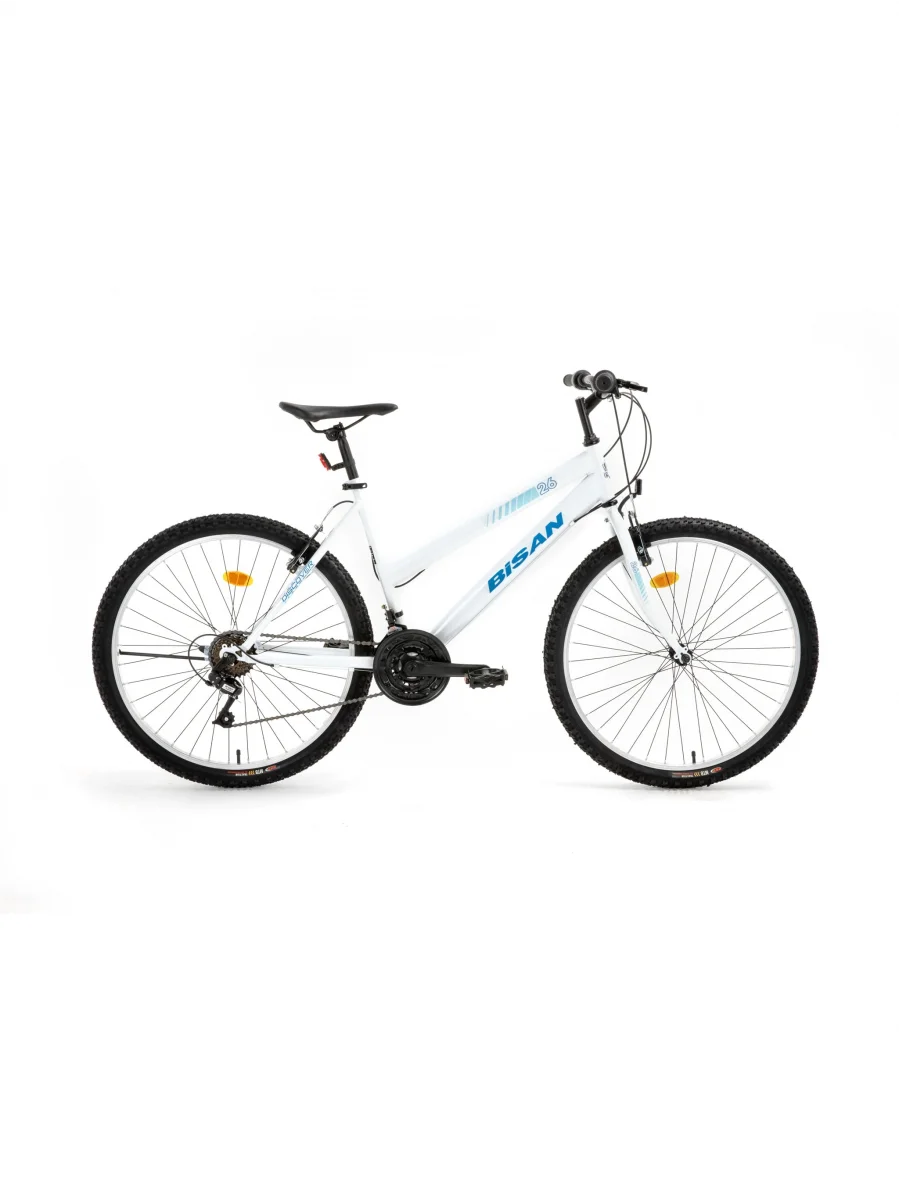 BİSAN DISCOVER KADIN DAĞ BİSİKLETİ 42CM V 26 JANT 21 VİTES METALİK BEYAZ MAVİ