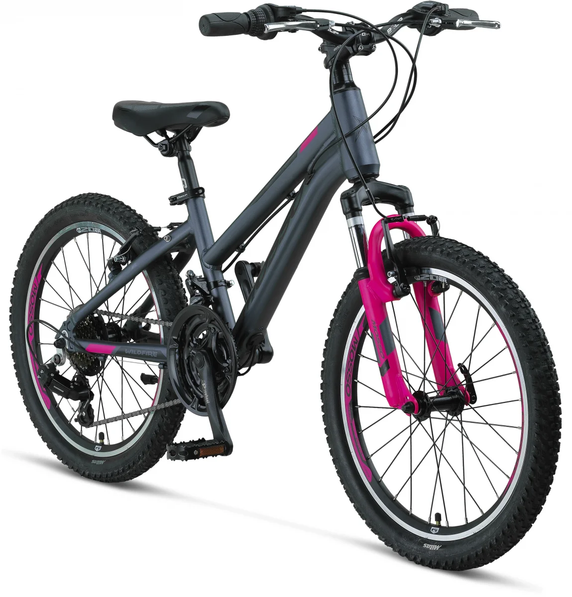 MOSSO WILDFIRE L-20-V KIZ ÇOCUK BİSİKLETİ 280H 20 JANT 18 VİTES ANTRASİT PEMBE