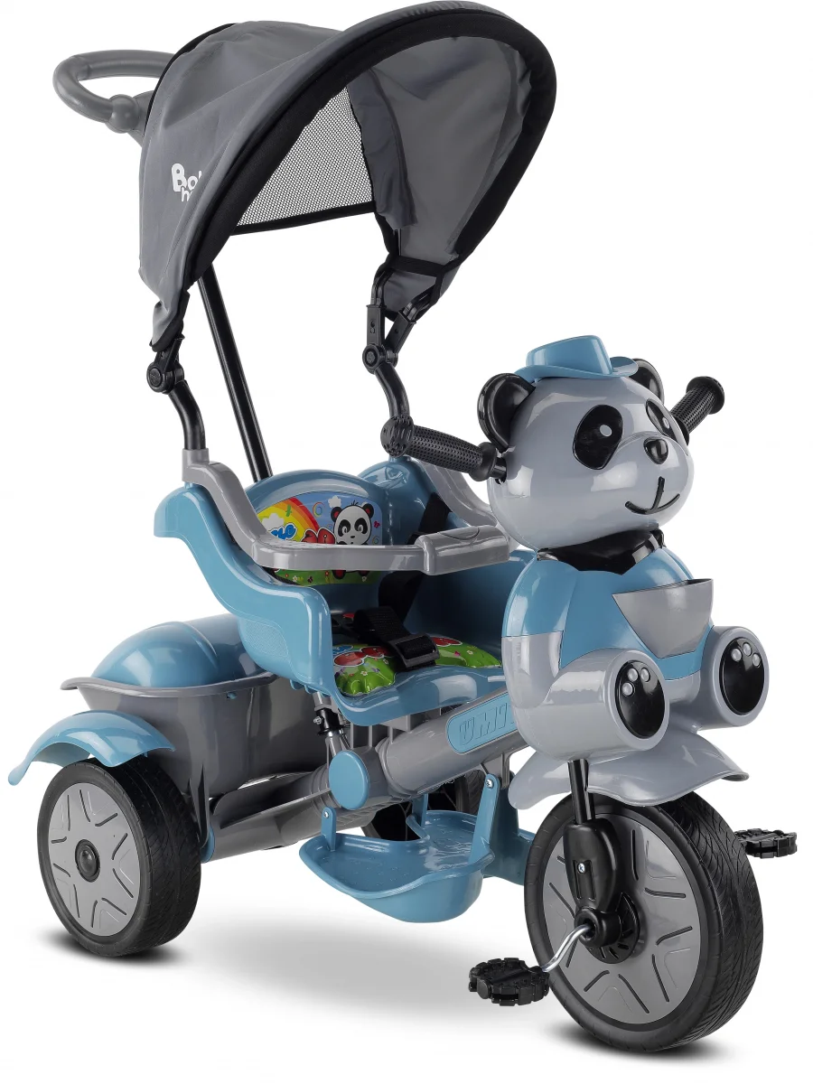 BABYHOPE 127 LITTLE PANDA ÜÇ TEKER KONTROLLÜ BEBEK BİSİKLETİ PETROL MAVİSİ
