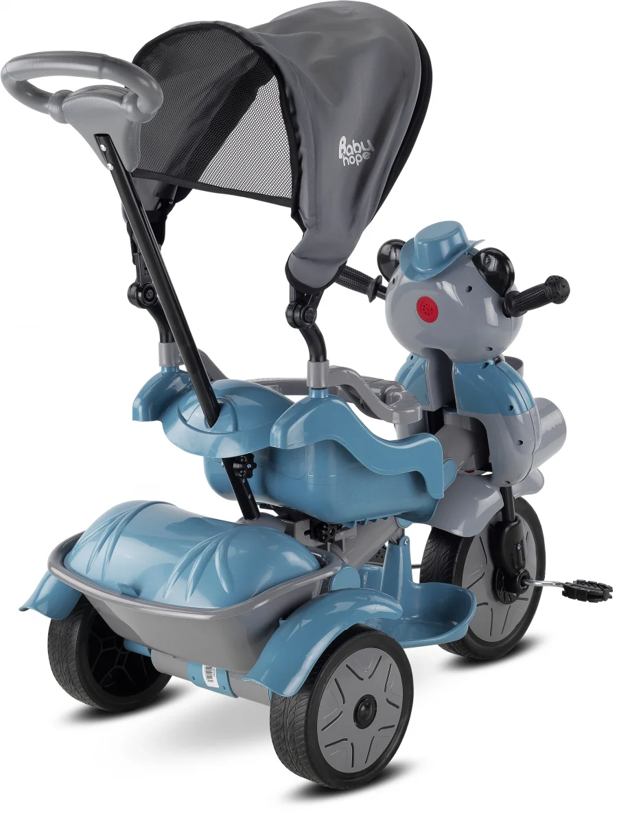 BABYHOPE 127 LITTLE PANDA ÜÇ TEKER KONTROLLÜ BEBEK BİSİKLETİ PETROL MAVİSİ