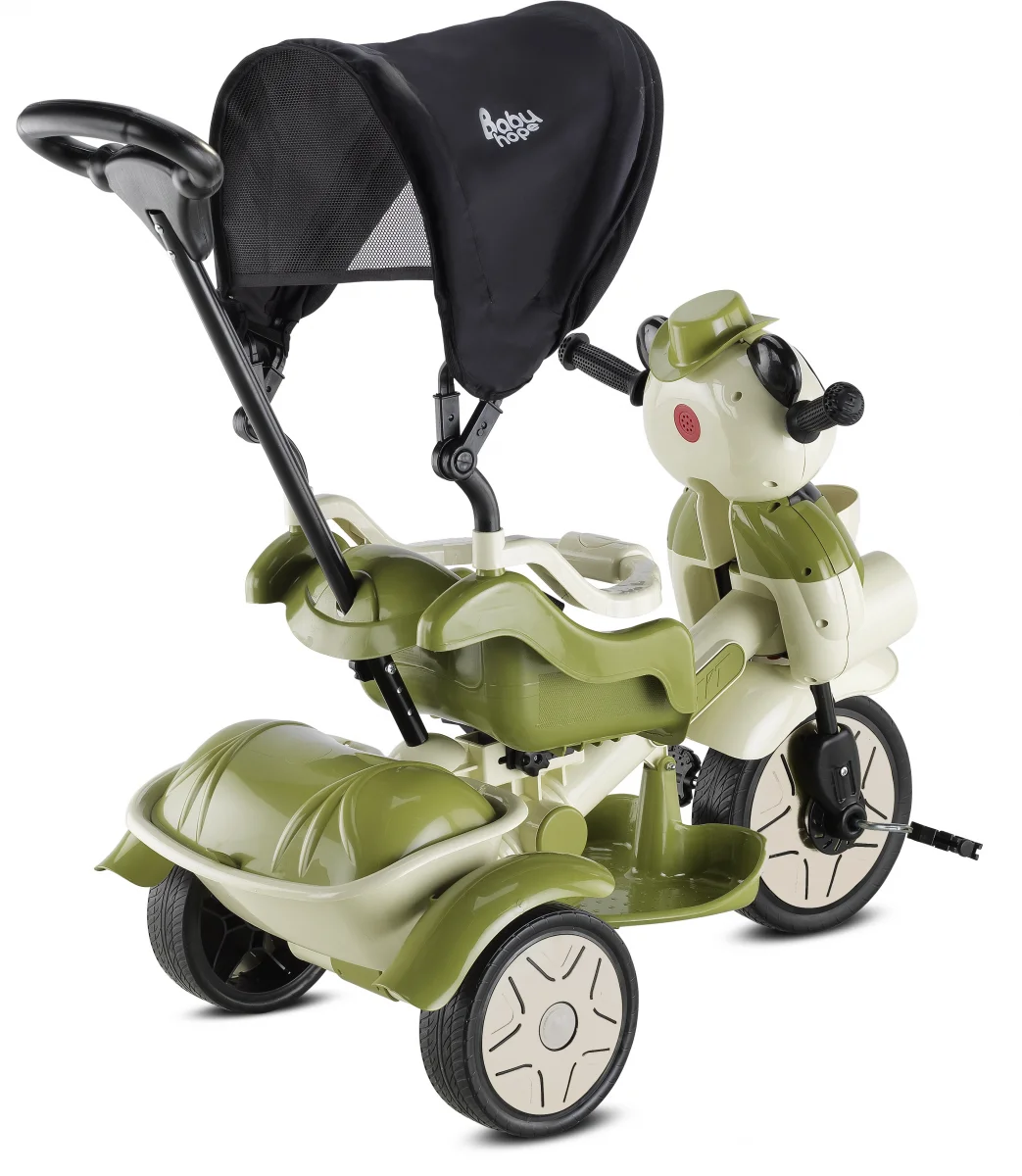 BABYHOPE 127 LITTLE PANDA ÜÇ TEKER KONTROLLÜ BEBEK BİSİKLETİ YEŞİL BEJ