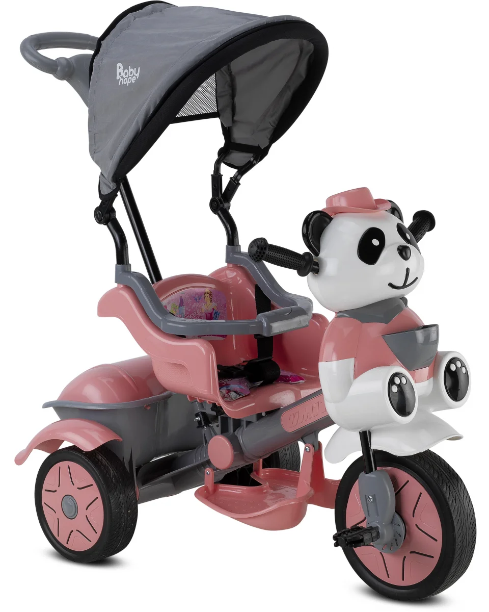 BABYHOPE 127 LITTLE PANDA ÜÇ TEKER KONTROLLÜ BEBEK BİSİKLETİ PASTEL PEMBE
