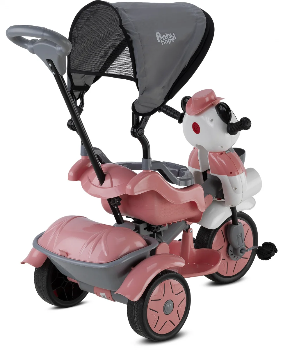 BABYHOPE 127 LITTLE PANDA ÜÇ TEKER KONTROLLÜ BEBEK BİSİKLETİ PASTEL PEMBE