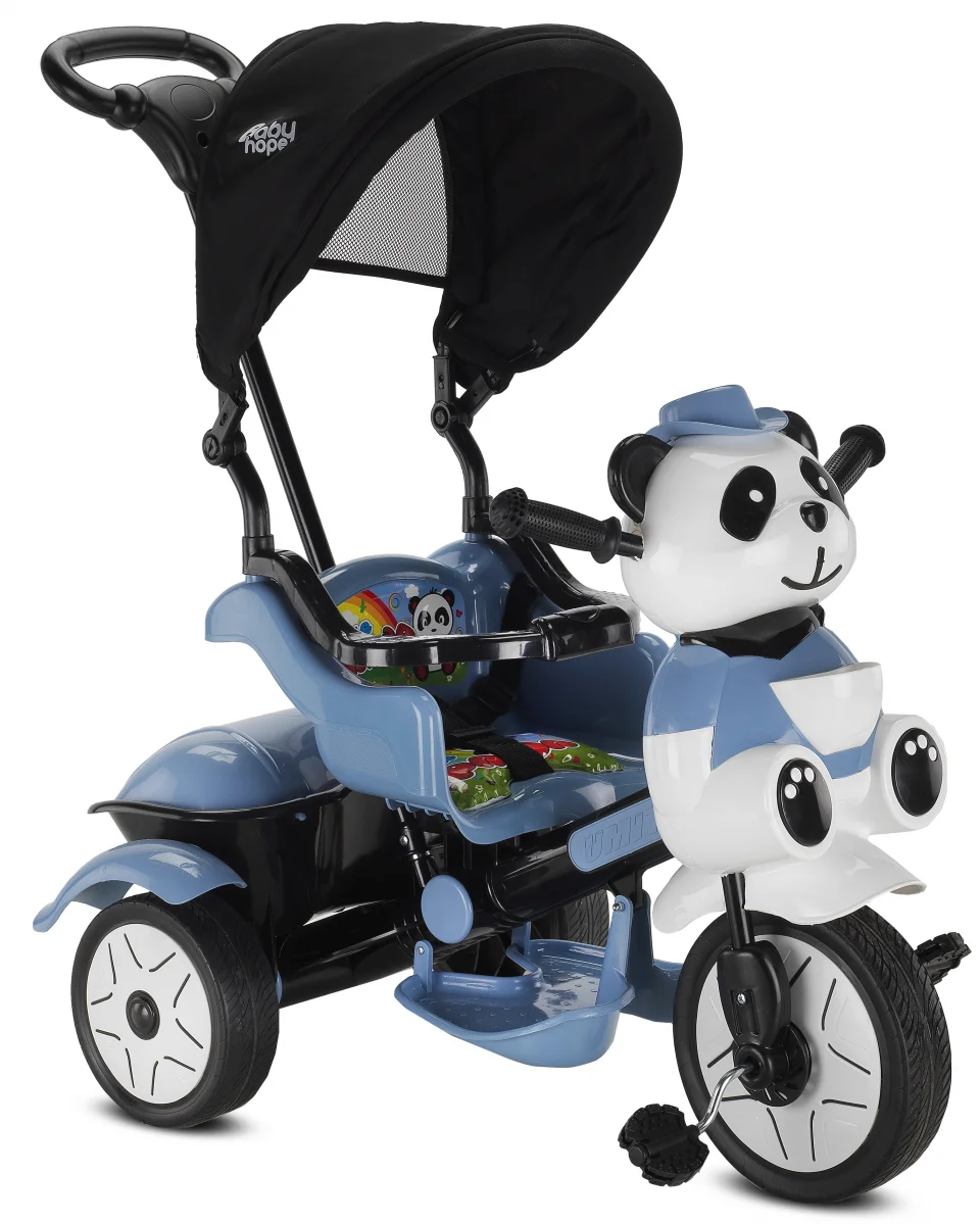 BABYHOPE 127 LITTLE PANDA ÜÇ TEKER KONTROLLÜ BEBEK BİSİKLETİ PASTEL MAVİ