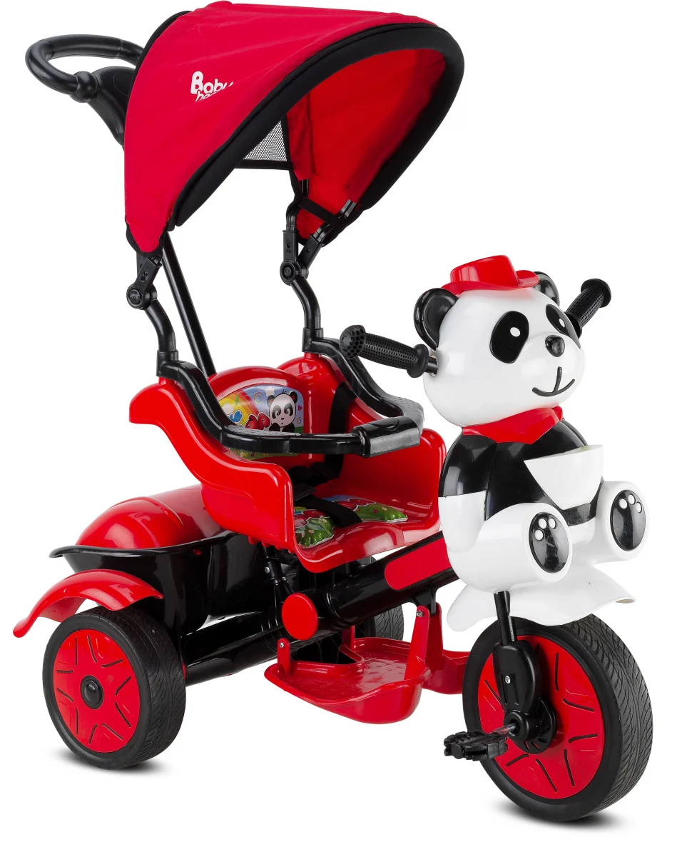 BABYHOPE 127 LITTLE PANDA ÜÇ TEKER KONTROLLÜ BEBEK BİSİKLETİ KIRMIZI SİYAH