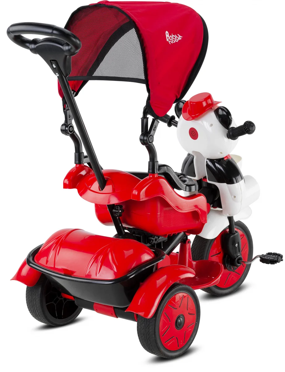 BABYHOPE 127 LITTLE PANDA ÜÇ TEKER KONTROLLÜ BEBEK BİSİKLETİ KIRMIZI SİYAH