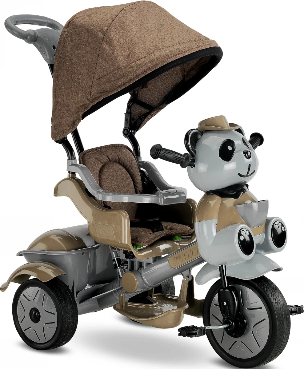 BABYHOPE 127 LITTLE PANDA LÜKS ÜÇ TEKER KONTROLLÜ BEBEK BİSİKLETİ KAHVE