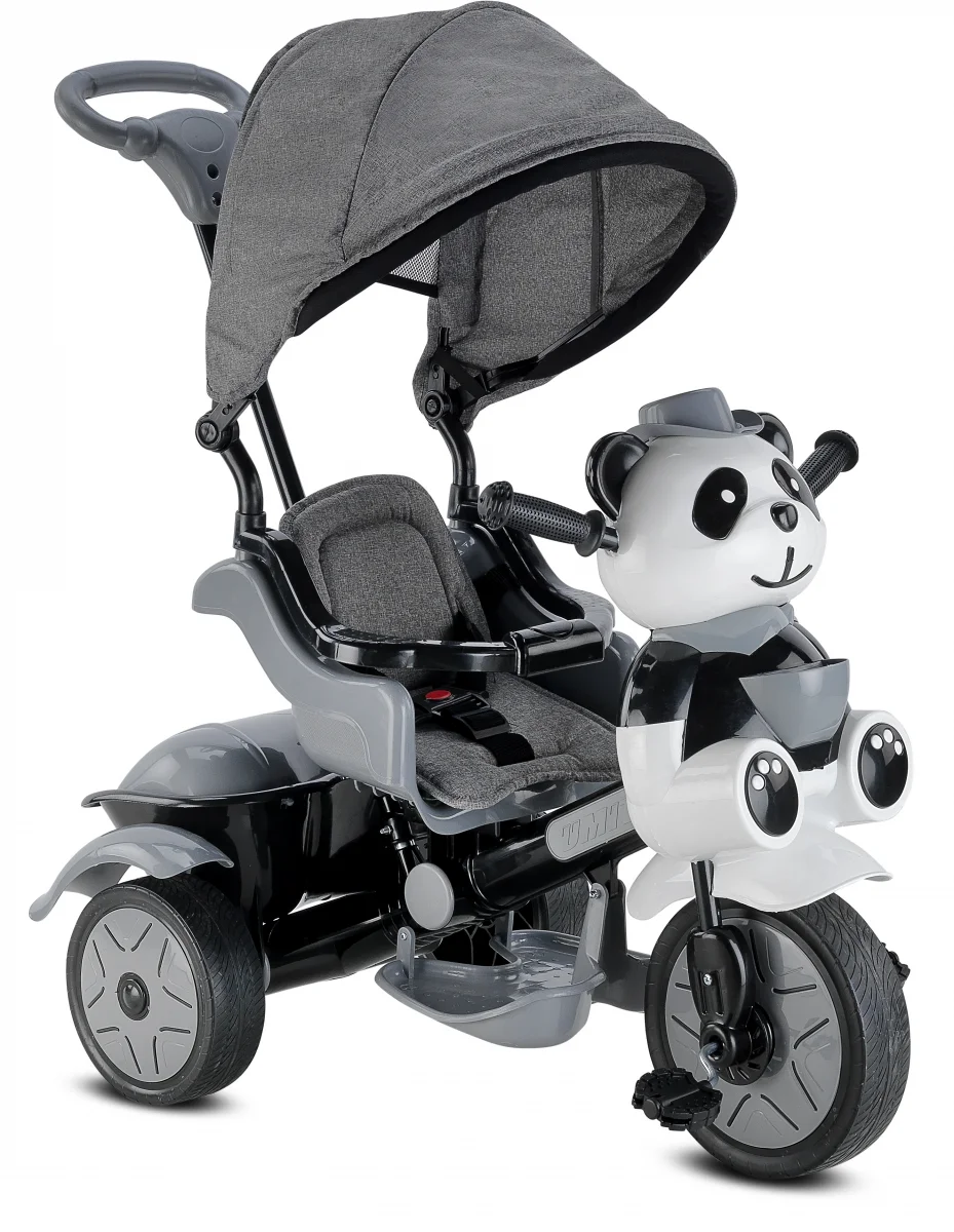 BABYHOPE 127 LITTLE PANDA LÜKS ÜÇ TEKER KONTROLLÜ BEBEK BİSİKLETİ GRİ