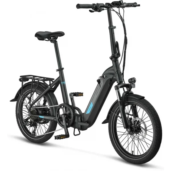 MOSSO KRONOS ELEKTRİKLİ KATLANIR BİSİKLET 390H HYD 20 JANT 7 VİTES MAT SİYAH MAVİ