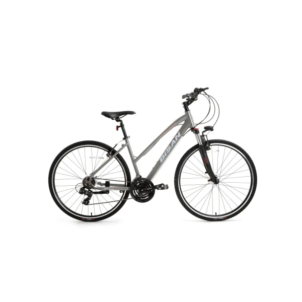 BİSAN TRX 8200 KADIN ŞEHİR BİSİKLETİ 45CM V 28 JANT 21 VİTES METALİK GRİ BEYAZ PEMBE