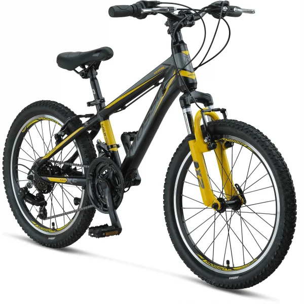 MOSSO WILDFIRE M-20-V ERKEK ÇOCUK BİSİKLETİ  280H 20 JANT 21 VİTES SİYAH SARI