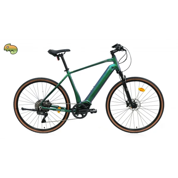 CARRARO E-SPORTIVE X PRO ERKEK ŞEHİR BİSİKLETİ 520H HD 28 JANT 10 VİTES DI2 MET.YEŞİL TURUNCU GÜMÜŞ