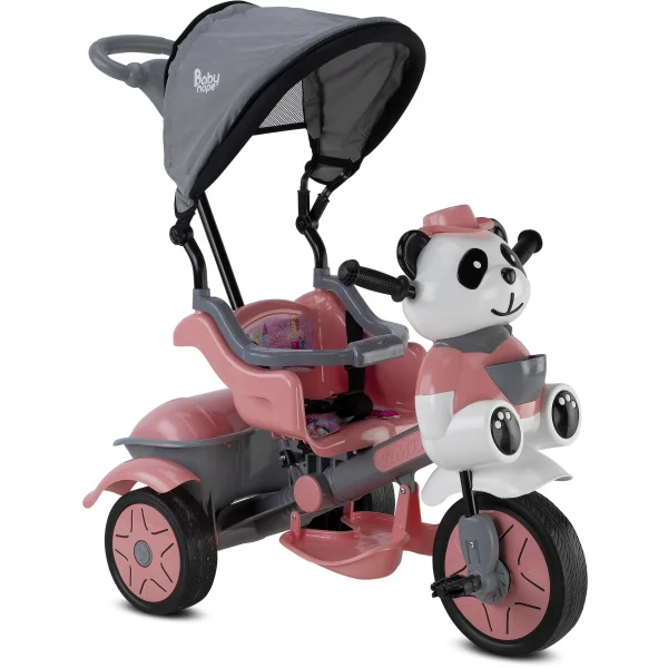 BABYHOPE 127 LITTLE PANDA ÜÇ TEKER KONTROLLÜ BEBEK BİSİKLETİ PASTEL PEMBE