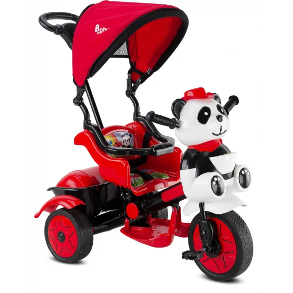 BABYHOPE 127 LITTLE PANDA ÜÇ TEKER KONTROLLÜ BEBEK BİSİKLETİ KIRMIZI SİYAH
