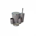 OKYANUS HOME 5 Lİ BANYO SETİ ÇİZGİLİ YUVARLAK KROM KAHVE OKY-478-1