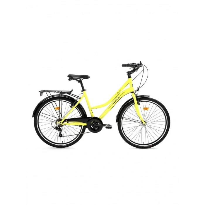 BİSAN SMILE KADIN ŞEHİR BİSİKLETİ 44CM V 28 JANT 7 VİTES SARI SİYAH