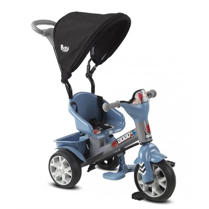 BABYHOPE 121 BOBO SPEED TENTELİ 3 TEKERLİ BİSİKLET MAVİ GRİ